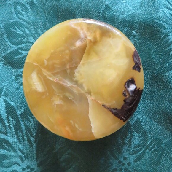 Onyx Trinket Box Vintage Green Beige (K633) - Picture 5 of 5